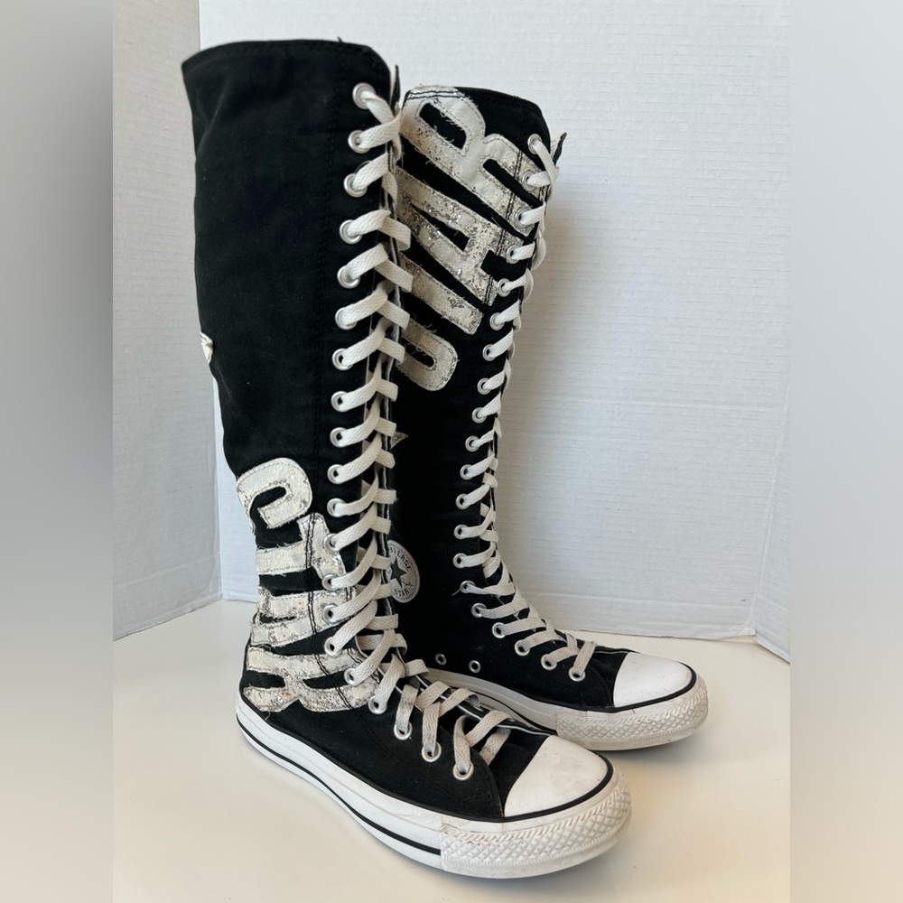 Converse All Star Chuck Taylor XX Tall High Glitter Logo Sneakers Women's Size 8